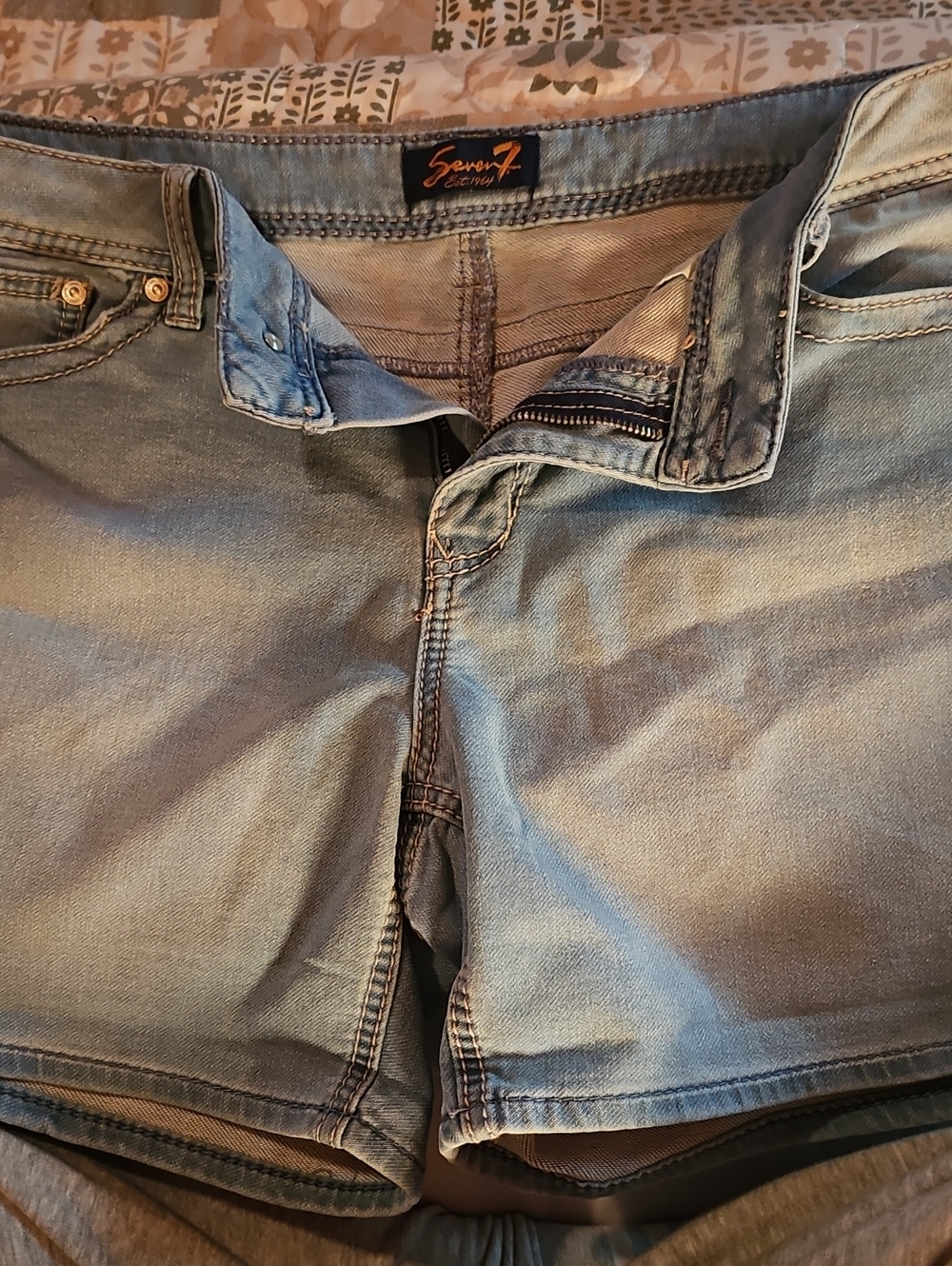 Seven7 Faded Blue Denim Shorts